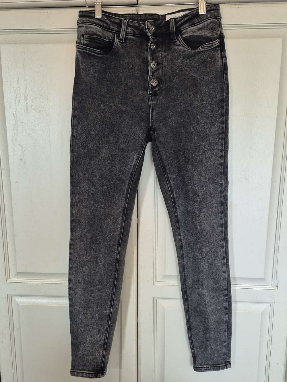 Noisy May High-Rise Button-Fly Women’s Skinny Jeans - Washed Black